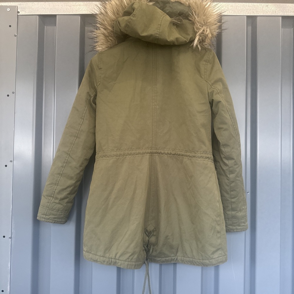 Y2K Hollister Sherpa-Lined Parka Jacket – Olive Green – Women's Small - Picture 9 of 9